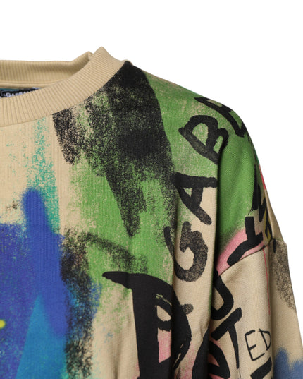Dolce & Gabbana Multicolor Print Cotton Pullover Sweater