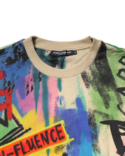 Dolce & Gabbana Multicolor Print Cotton Pullover Sweater