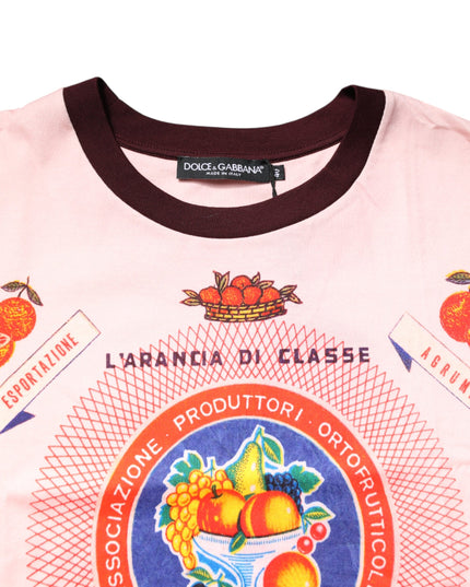 Dolce & Gabbana Pink Print Cotton Short Sleeves Cropped Top