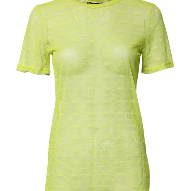 Dolce & Gabbana Green Nylon See Through Women Short Sleeves Top