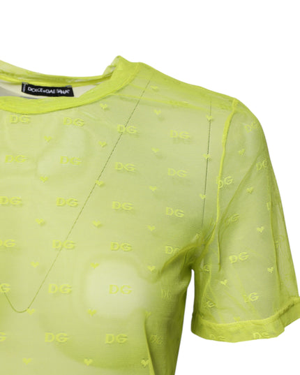 Dolce & Gabbana Green Nylon See Through Women Short Sleeves Top