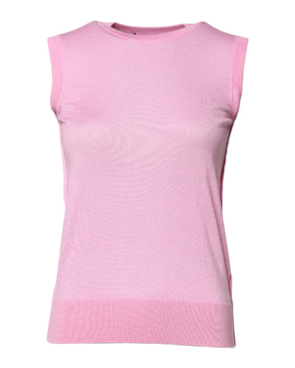Dolce & Gabbana Pink Cashmere Round Neck Sleeveless Tank Top