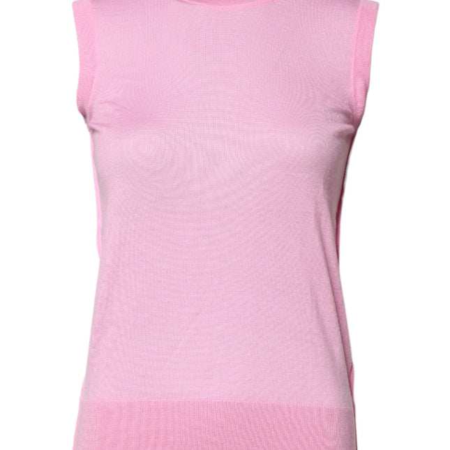 Dolce & Gabbana Pink Cashmere Round Neck Sleeveless Tank Top
