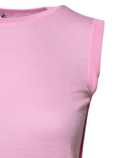 Dolce & Gabbana Pink Cashmere Round Neck Sleeveless Tank Top