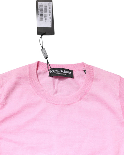 Dolce & Gabbana Pink Cashmere Round Neck Sleeveless Tank Top