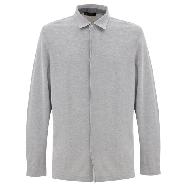 Corneliani Gray Cotton Dress Shirt
