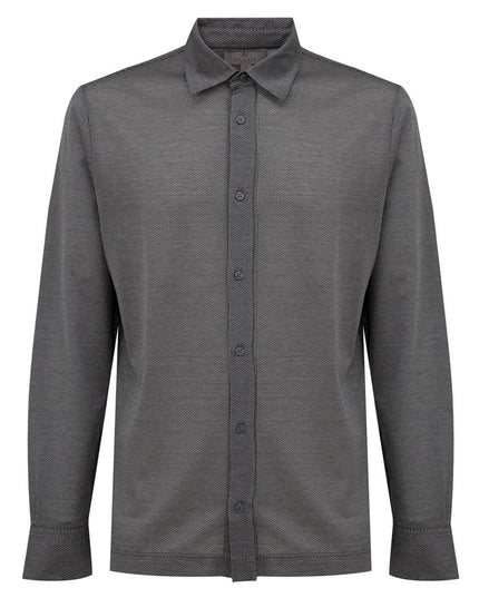 Canali Gray Cotton Pattern Shirt