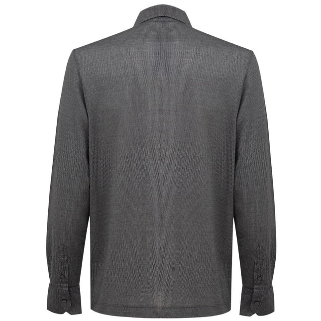 Canali Gray Cotton Pattern Shirt