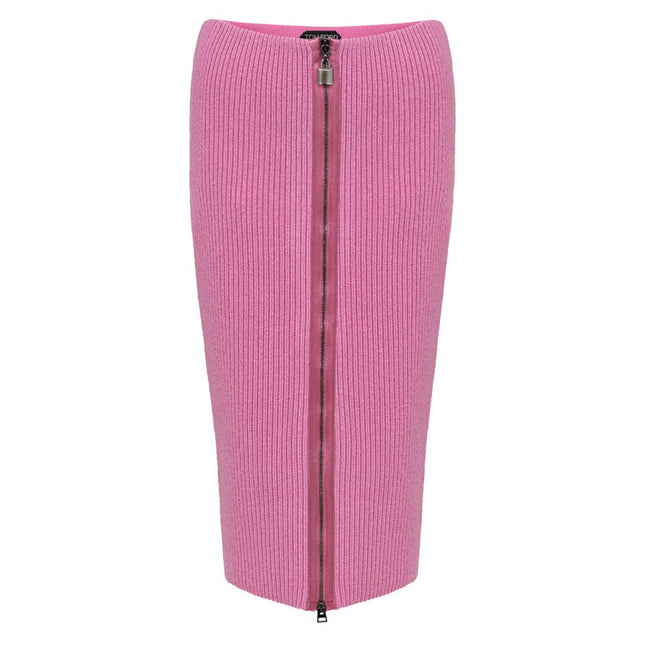 Tom Ford Pink Wool Midi Skirt