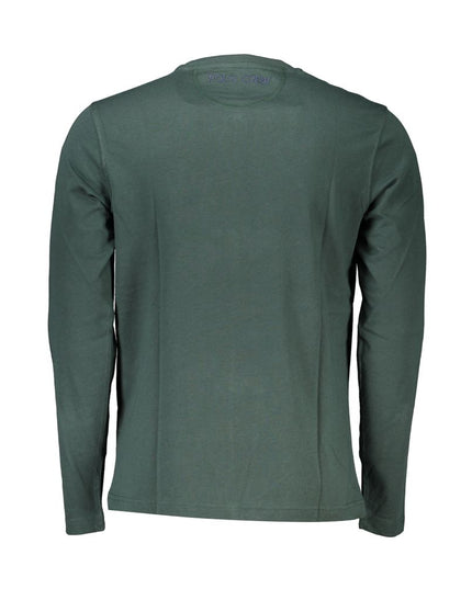 La Martina Elegant Crew Neck Green Tee with Embroidery