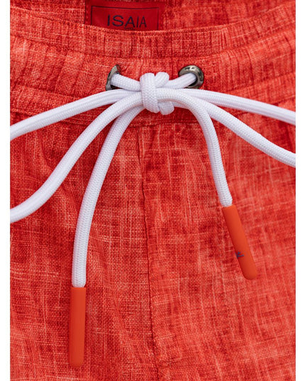 Isaia Red Polyester Swim Shorts