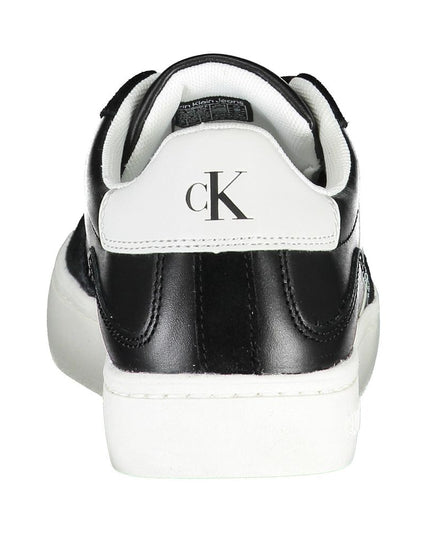 Calvin Klein Sleek Black Lace-Up Sneakers With Contrast Details