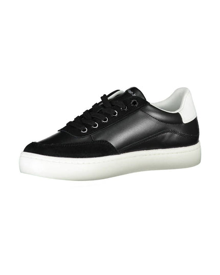 Calvin Klein Sleek Black Lace-Up Sneakers With Contrast Details