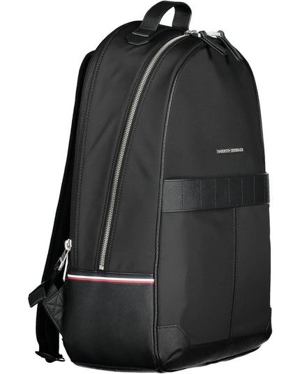 Tommy Hilfiger Black Polyester Men Backpack