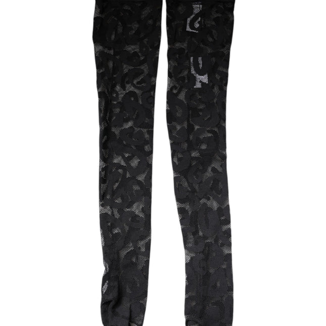Dolce & Gabbana Black Floral Lace Cotton Stretch Stockings Socks