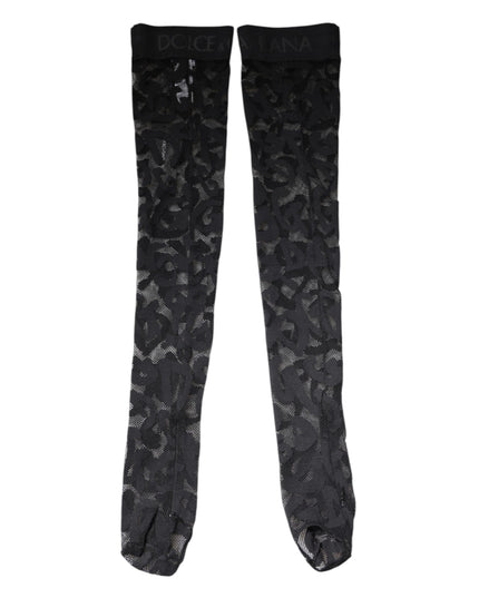 Dolce & Gabbana Black Floral Lace Cotton Stretch Stockings Socks