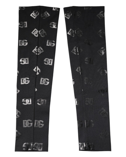 Dolce & Gabbana Black DG Logo Monogram Wool Stretch Arm Sleeves