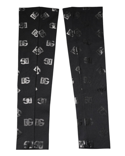 Dolce & Gabbana Black DG Logo Monogram Wool Stretch Arm Sleeves