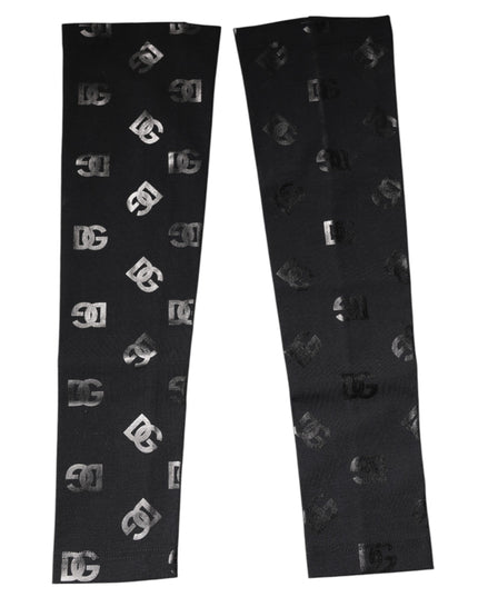 Dolce & Gabbana Black DG Logo Monogram Wool Stretch Arm Sleeves