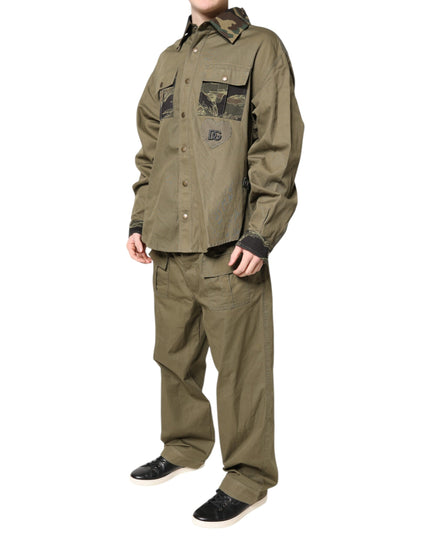 Dolce & Gabbana Brown Cotton Stretch Shirt Pants Casual Set