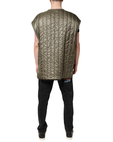 Dolce & Gabbana Brown Logo Plaque Quilted Vest Jacket