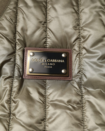 Dolce & Gabbana Brown Logo Plaque Quilted Vest Jacket