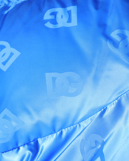 Dolce & Gabbana Blue Logo Full Zip Hooded Quilted Jacket