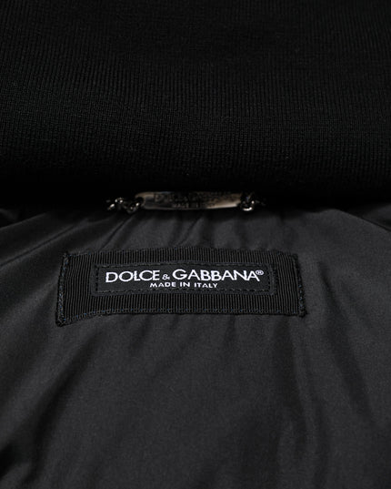 Dolce & Gabbana Blue Logo Full Zip Hooded Quilted Jacket
