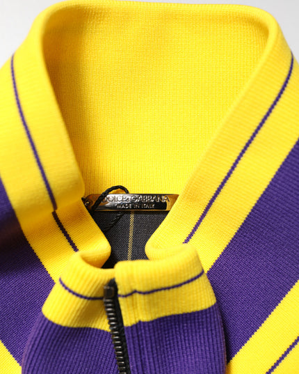 Dolce & Gabbana Black Striped Logo Full Zip Bomber Jacket