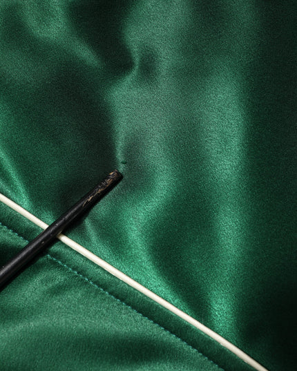 Dolce & Gabbana Green Floral DG Logo Full Zip Bomber Jacket