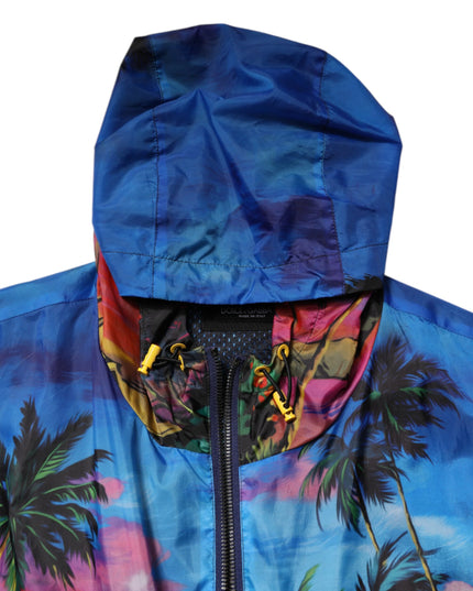 Dolce & Gabbana Multicolor Print Hooded Windbreaker Jacket