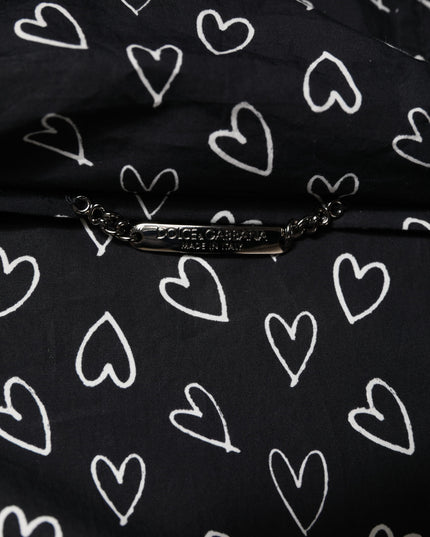 Dolce & Gabbana Black Heart Print Hooded Windbreaker Jacket