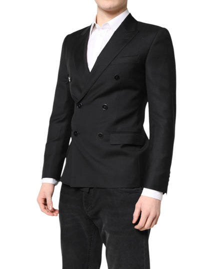 Dolce & Gabbana Black MARTINI Double Breasted Coat Blazer