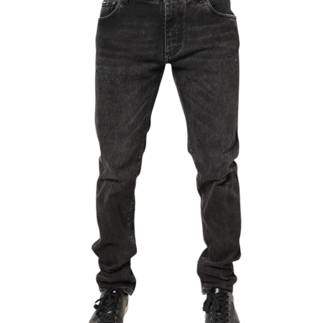 Dolce & Gabbana Gray Washed Cotton Skinny Denim Jeans