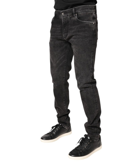 Dolce & Gabbana Gray Washed Cotton Skinny Denim Jeans