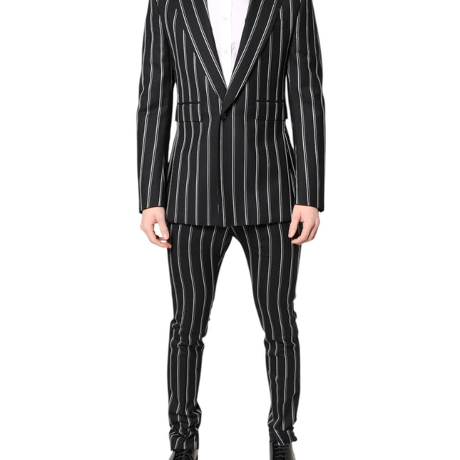 Dolce & Gabbana Black Striped SICILIA Formal 2 Piece Suit
