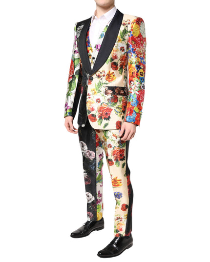 Dolce & Gabbana Multicolor Floral SICILIA Silk 3 Piece Suit