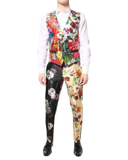Dolce & Gabbana Multicolor Floral SICILIA Silk 3 Piece Suit