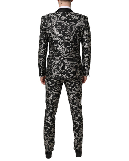 Dolce & Gabbana Black Gray MARTINI Jacquard Men 3 Piece Suit