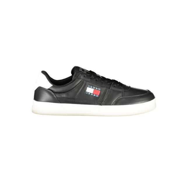 Tommy Hilfiger Black Leather Men Sneaker