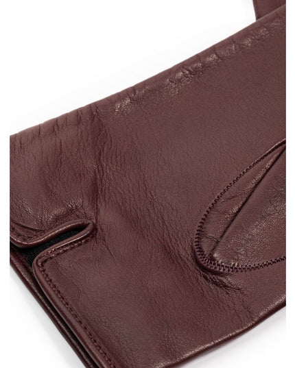 Dolce & Gabbana Burgundy Leather Gloves
