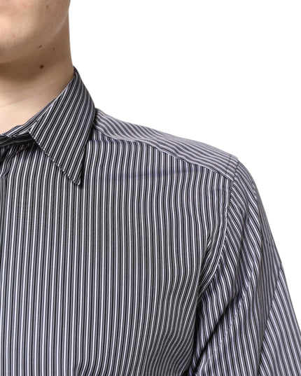 Dolce & Gabbana Black White Striped GOLD Formal Dress Shirt