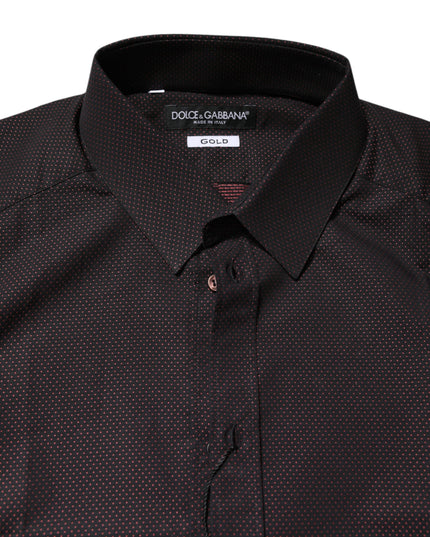 Dolce & Gabbana Maroon Jacquard Cotton GOLD Men Dress Shirt