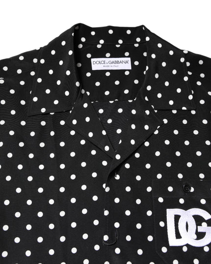 Dolce & Gabbana Black Polka Dot Short Sleeves Casual Shirt