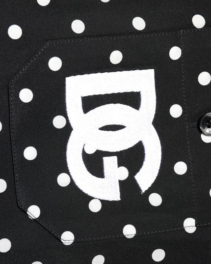 Dolce & Gabbana Black Polka Dot Short Sleeves Casual Shirt