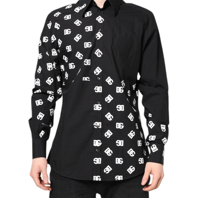 Dolce & Gabbana Black DG Logo Cotton MARTINI Dress Shirt