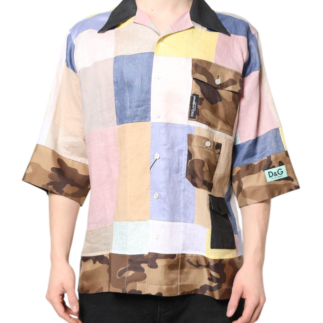 Dolce & Gabbana Multicolor Patchwork Short Sleeve Shirt