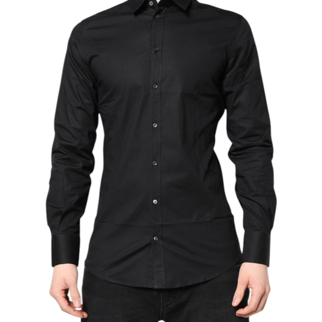 Dolce & Gabbana Black GOLD Cotton Long Sleeves Dress Shirt