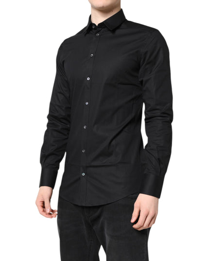 Dolce & Gabbana Black GOLD Cotton Long Sleeves Dress Shirt
