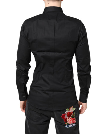 Dolce & Gabbana Black GOLD Cotton Long Sleeves Dress Shirt
